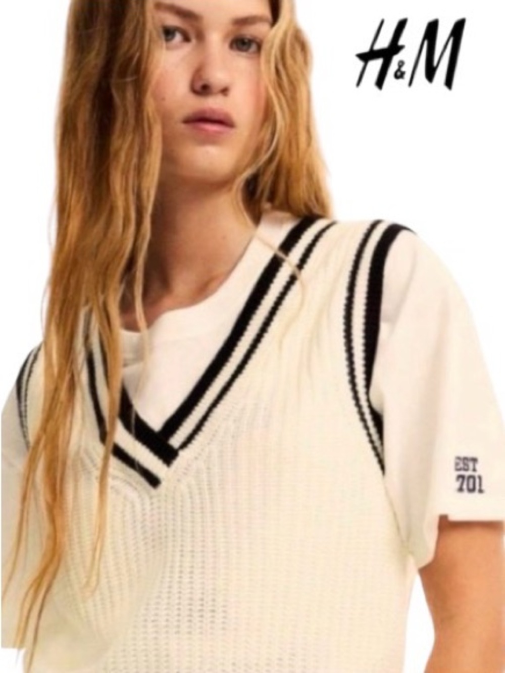 Size Large H&M Women’s Ribbed Knit Cropped Sweater Vest, NWT
